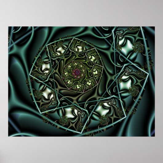 緑の幾何学緩和曲線 ポスター (正面)