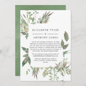 緑の幾何結婚のゲ減らストリスト 案内状 (正面/裏面)