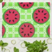 緑の広場に明るい夏のピクニックスイカ キッチンタオル (折り畳み)