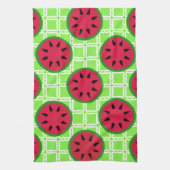 緑の広場に明るい夏のピクニックスイカ キッチンタオル (縦)