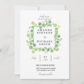 緑の広場葉リース水結婚色 招待状 (正面)