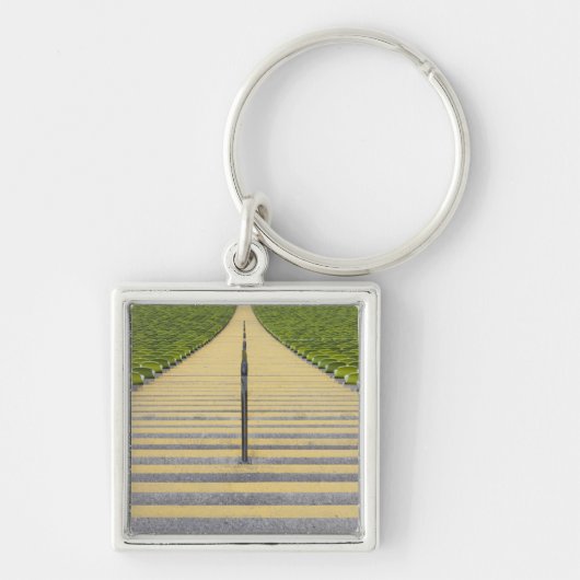緑の座席の列間の競技場の階段 キーホルダー (正面)
