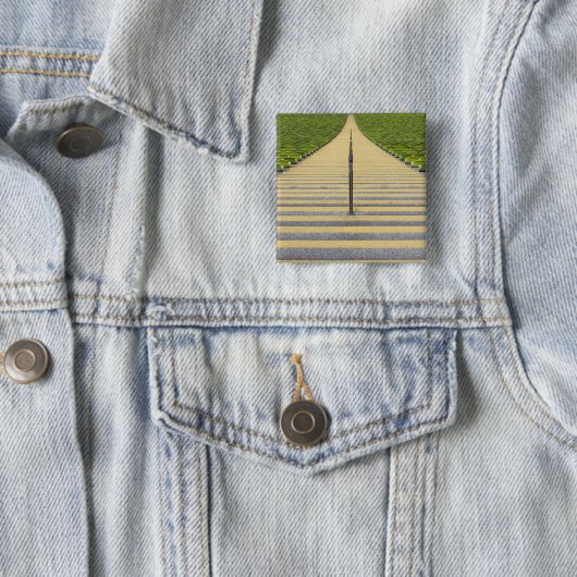 緑の座席の列間の競技場の階段 缶バッジ (インサイチュ)