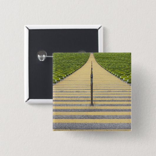 緑の座席の列間の競技場の階段 缶バッジ (正面&裏面)