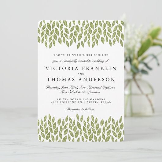 緑の庭は結婚式招待状を去ります 招待状 (スタンド正面)