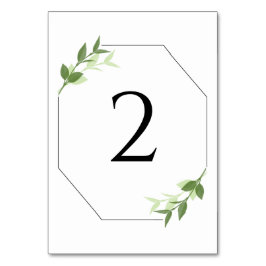 緑の庭葉のフレーム結婚ズ テーブルナンバー