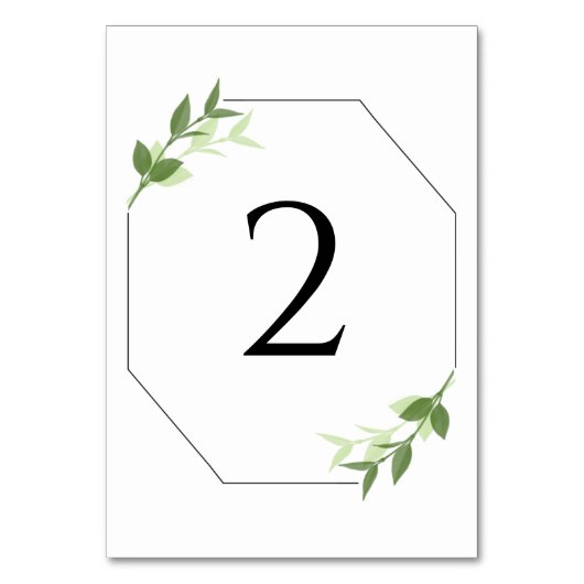 緑の庭葉のフレーム結婚ズ テーブルナンバー (正面)