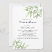 緑の庭。ブライダルシャワーとオリーブの枝 招待状 (正面)