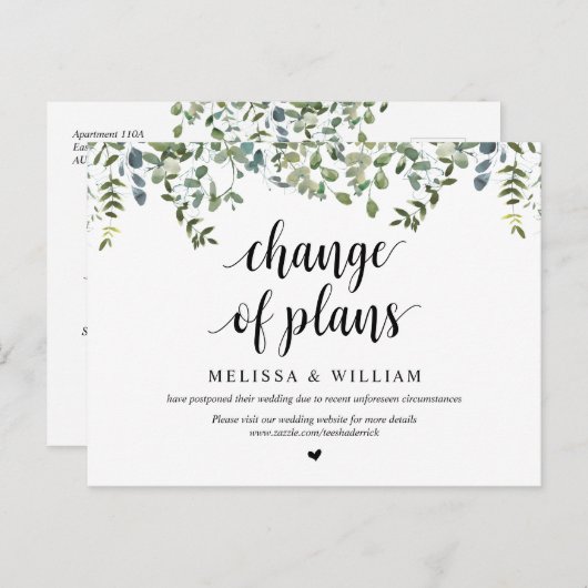 緑の庭,計画の変更,延期 ポストカード (正面/裏面)