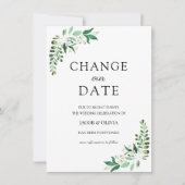 緑の延期結婚発表カード 招待状 (正面)