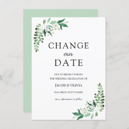 緑の延期結婚発表カード 招待状