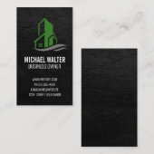 緑の建物アイコン 名刺 (正面/裏面)