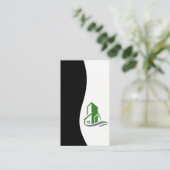 緑の建物アイコン 名刺 (スタンド正面)