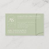 緑の建築ジオメトリ内部設計 名刺 (裏面)