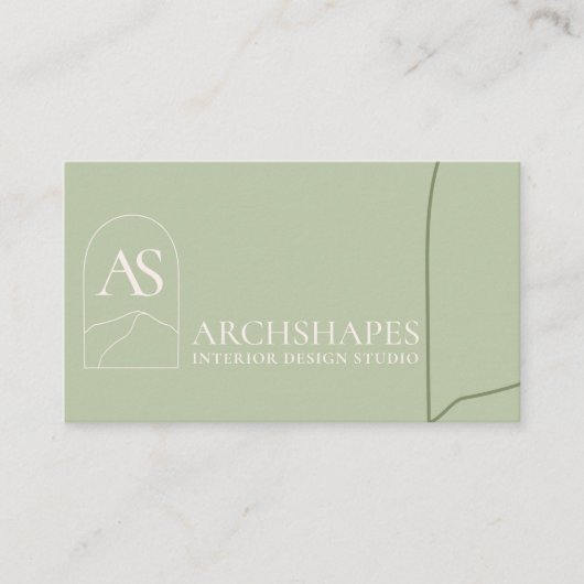 緑の建築ジオメトリ内部設計 名刺 (正面)
