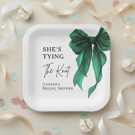緑の弓のウェディングシャワー 彼女は結婚する ペーパープレート