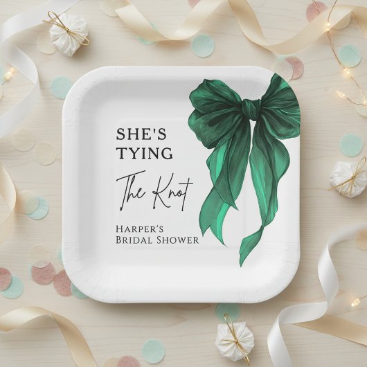 緑の弓のウェディングシャワー 彼女は結婚する ペーパープレート