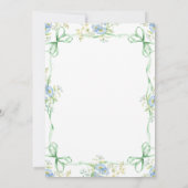緑の弓リボンとフローラフレーム赤ちゃんシャワー 招待状 (裏面)