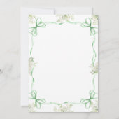 緑の弓リボンと緑のフレーム赤ちゃんシャワー 招待状 (裏面)