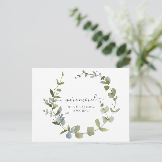 緑の引っ越しました水彩発表 ポストカード (スタンド正面)