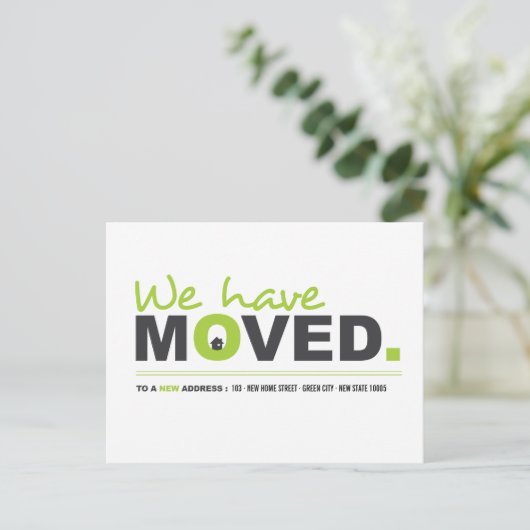 緑の引越し案内はがきを移動 案内ポストカード (スタンド正面)