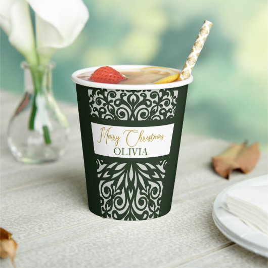 緑の彫刻クリスマスオーナメント 紙コップ (インサイチュ)