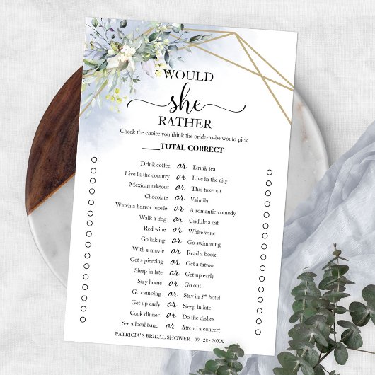 緑の彼女はむしろブライダルシャワーのゲームフライヤー チラシ