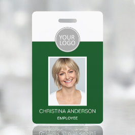 緑の従業員名ロゴの写真企業の作品 バッジ
