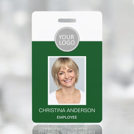 緑の従業員名ロゴの写真企業の作品 バッジ