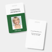 緑の従業員 – 名前フォトワー企業のク バッジ (正面＆裏面)