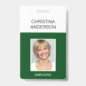 緑の従業員 – 名前フォトワー企業のク バッジ (正面)