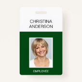 緑の従業員 – 名前フォトワー企業のク バッジ (正面)