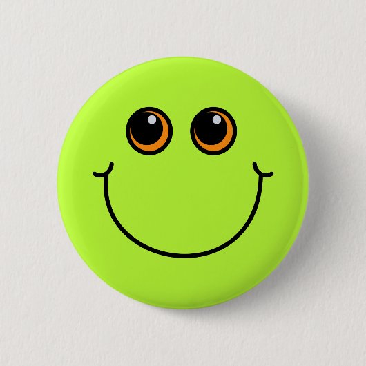 緑の微笑のEmojiは直面します 缶バッジ (正面)