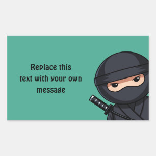 緑の忍者覗き 長方形シール