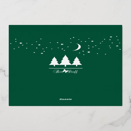 緑の応援から新年の家族の写真へ 箔シーズンカード (裏面)