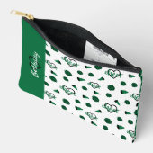 緑の応援ハート、ポムポム、メガフォンパターン アクセサリーポーチ (見開き)