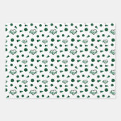 緑の応援ハート、ポムポム、メガフォンパターン ラッピングペーパーシート (正面)