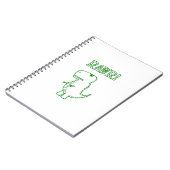 緑の怒ったTレックス恐竜 ノートブック (左側)