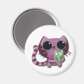 緑の怪物かわいい子ネコ マグネット (正面/裏面)