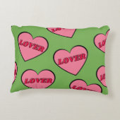 緑の恋人ハート柄 アクセントクッション (裏面)