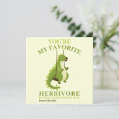 緑の恐竜かわいい面白い恐竜バレンタイン シーズンカード (スタンド正面)