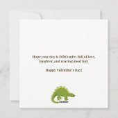 緑の恐竜かわいい面白い恐竜バレンタイン シーズンカード (裏面)