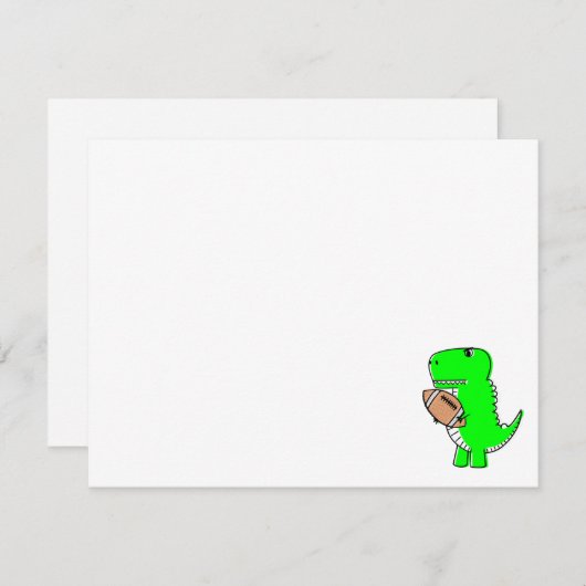 緑の恐竜がサッカーを愛し、3x3の列に ノートカード (正面/裏面)