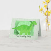 緑の恐竜のグリーティングカード カード (黄色い花)