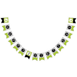 緑の恐竜のテーマのストンプとチョンプ緑の黒 バンティングフラッグ