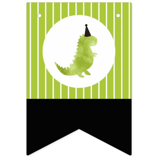 緑の恐竜のテーマのストンプとチョンプ緑の黒 バンティングフラッグ (第1の旗)