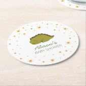 緑の恐竜のトゥインクルスターベビーシャワーパーティー ラウンドペーパーコースター (アングル)