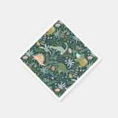 緑の恐竜のパターン スタンダードカクテルナプキン (角)