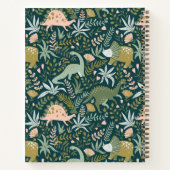 緑の恐竜のパターン ノートブック (裏面)