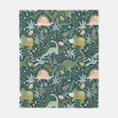 緑の恐竜のパターン フリースブランケット (正面)